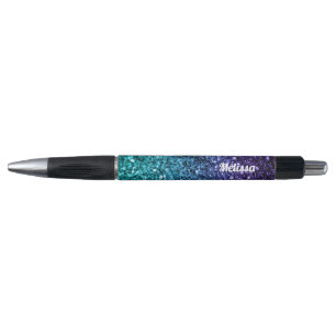 Caneta Personalize sparkles azuis do brilho de Ombre do