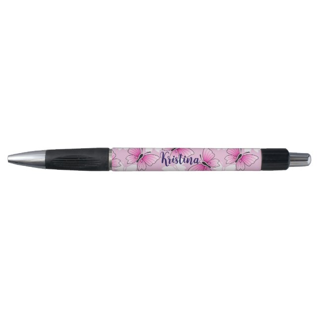 Caneta Personalized Pink Butterfly Cute Kawaii Pen (Frente)