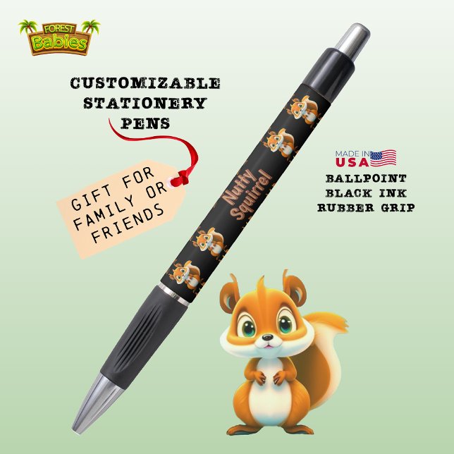 Caneta Pinheirinho-Noz-🐿 (Adorable Wild Nutty Squirrel Fall Forest Creature Nature Wildlife Animal Stationery Pen Gift 🐿🎁)
