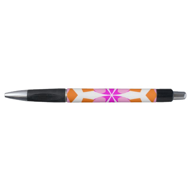 Caneta  Pink Purple and Orange Floral Geometric  (Frente)