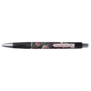 Caneta Pintura Botânica de Rosa vermelha de Vinho Gótico