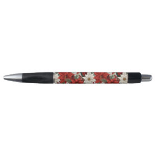 Caneta Poinsettia de Natal – Design Floral de Feriado