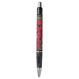 Caneta Poinsettia Vibrante Em Aquarela