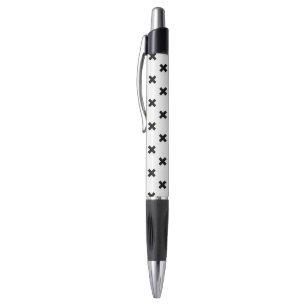 Caneta Polka preto cruza em branco
