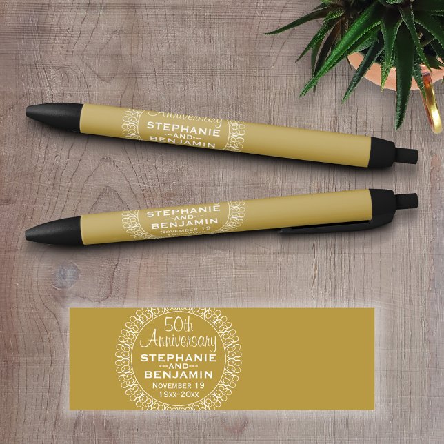 Caneta Preta 50º Aniversário de Casamento Personalizado (Personalized writing pens)