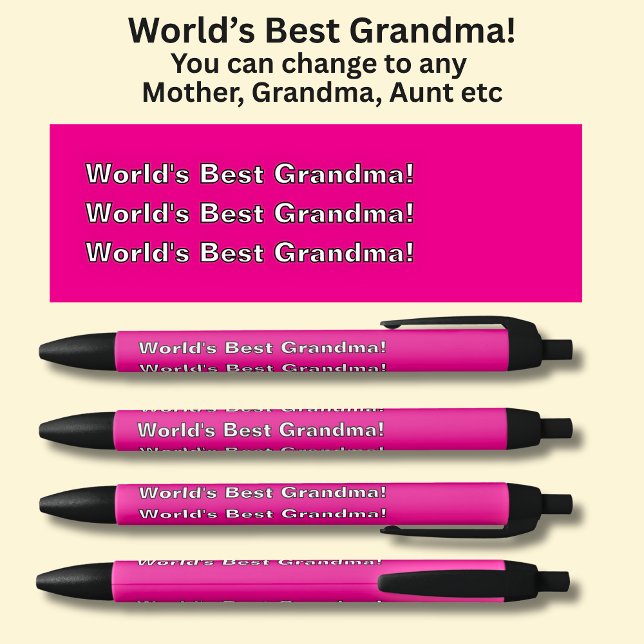 Caneta Preta A melhor avó do mundo! - Pode alterar o texto (Criador carregado)