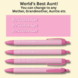 Caneta Preta A melhor tia do mundo! - Pode alterar o texto, em 