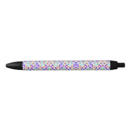 Caneta Preta A pen with a vibrant floral pattern on its barrel 