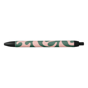 Caneta Preta Abstrato minimalista verde e rosa
