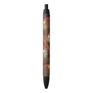 Caneta Preta Abstrato Trippy Marrom Fractal Fluorescente Colori