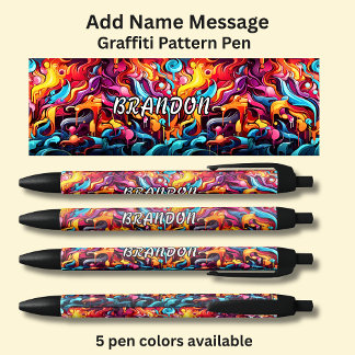 Caneta Preta Adicionar Mensagem de Nome, no Padrão de Grafite