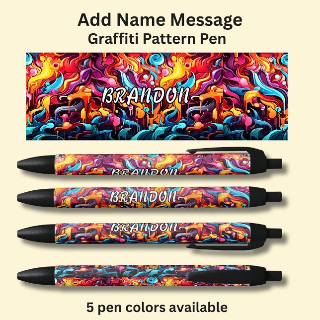 Caneta Preta Adicionar Mensagem de Nome, no Padrão de Grafite (Criador carregado)