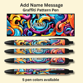 Caneta Preta Adicionar Mensagem de Nome, no Padrão de Grafite