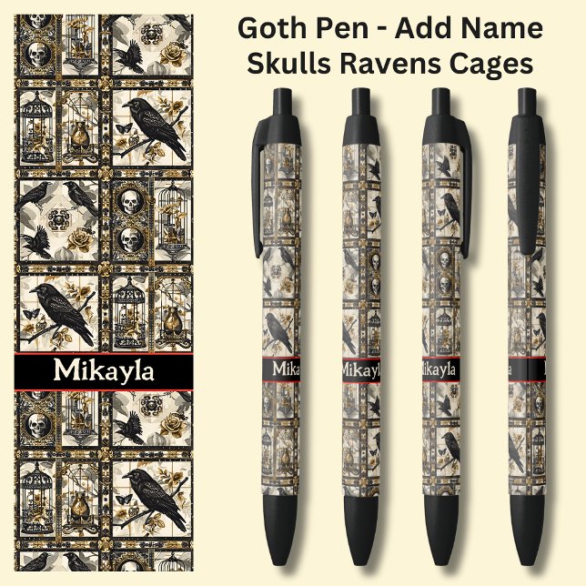 Caneta Preta Adicionar nome, crânios góticos do Gótico e raviço (Criador carregado)