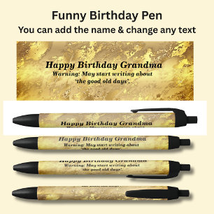 Caneta Preta Adicionar Nome Feliz Aniversário e Mensagem de Avi