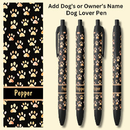 Caneta Preta Adicione o nome do proprietário ou do cão, a pata 