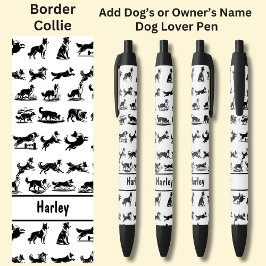 Caneta Preta Adicione o nome do proprietário ou do cão, Collie 