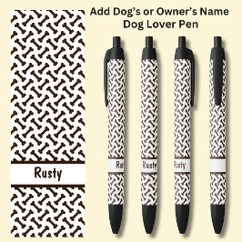 Caneta Preta Adicione o nome do proprietário ou do cão, Ossos d