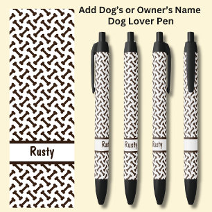 Caneta Preta Adicione o nome do proprietário ou do cão, Ossos d