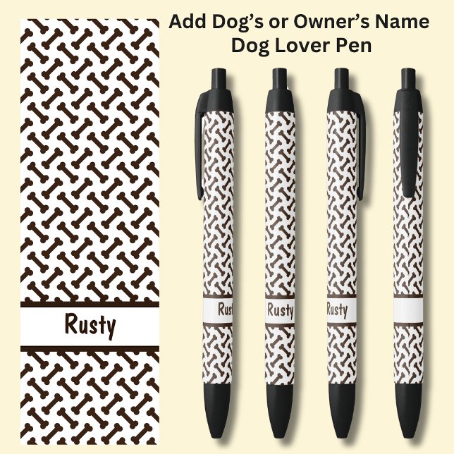 Caneta Preta Adicione o nome do proprietário ou do cão, Ossos d (Criador carregado)