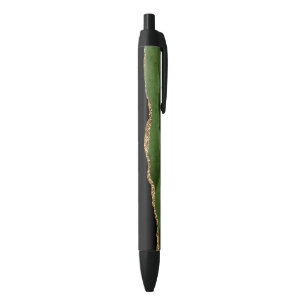 Caneta Preta Ágata Contemporânea Falsa Esmeralda Verde Mármore
