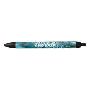 Caneta Preta Agato Azul-Teal Personalizado