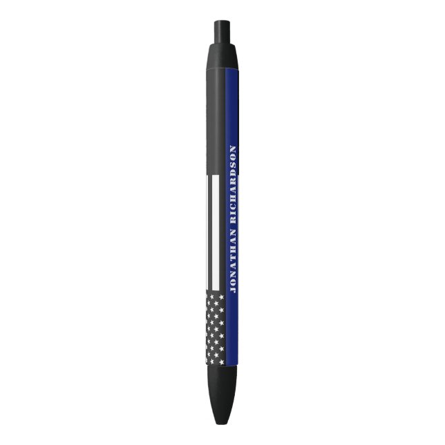 Caneta Preta Agente Policial Thin Blue Line Policial (Frente Vertical)