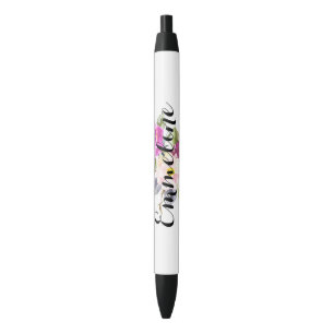 Caneta Preta Aguarela conhecida personalizada floral