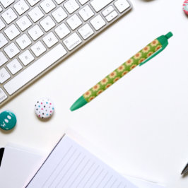 Caneta Preta Amarelo Dahlia sobre padrão floral verde