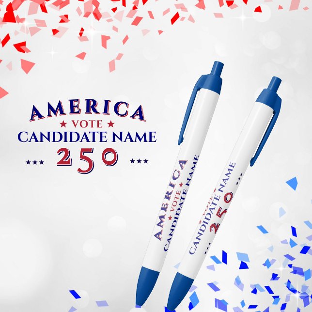 Caneta Preta América 250 Candidato de Campanha Eleitoral Políti (America 250 Anniversary Political Election Campaign Candidate Blue Pen Keepsake Gift Donor Volunteer)