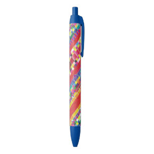 Caneta Preta amostras vermelhas, listras e pixels coloridos