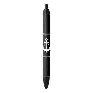 Caneta Preta Âncora preto e branco Monogrammed
