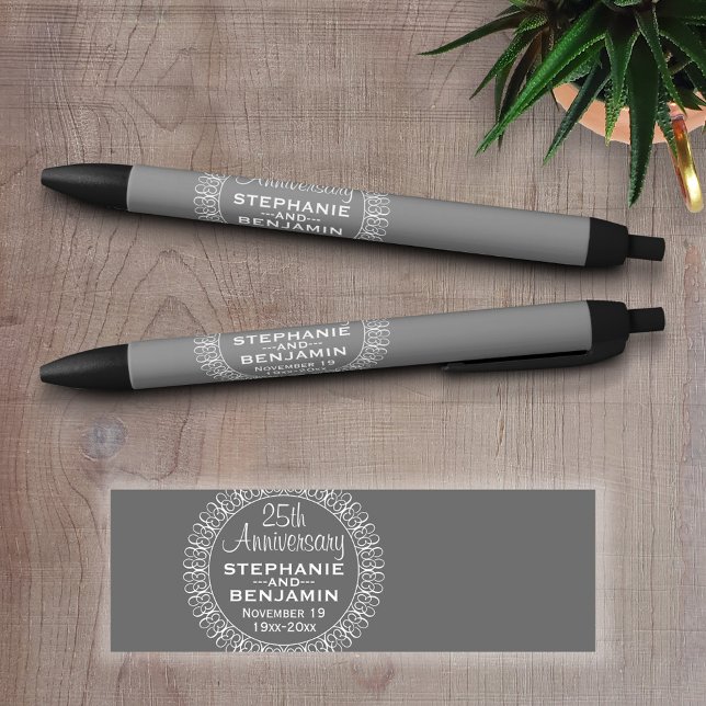 Caneta Preta Aniversário de Casamento de 25 Personalizado (Personalized writing pens)