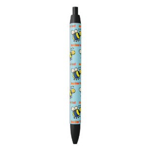 Caneta Preta Apenas Beba Você Feliz Abelha De Cartoon