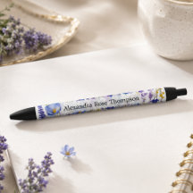Aquarela de Flor Silvestre Roxa Azul Personalizada
