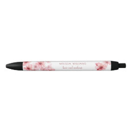 Caneta Preta Aquarela Flores de Cerejeira Rosa Floral