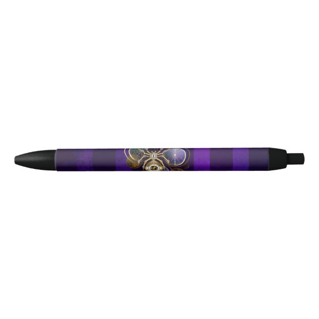 Caneta Preta Aranha Steampunk no fundo roxo (Frente)