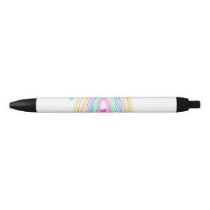 Caneta Preta Arco-íris colorido em aquarela floral boho adicion