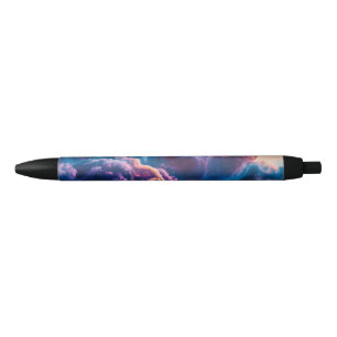 Caneta Preta Arte de Nebulosa Espacial Abstrata - Colorida e Có
