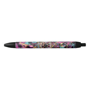 Caneta Preta Arte de Salão de Luxo Psicodélico Neon