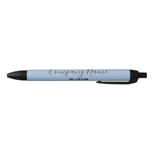 Caneta Preta Azul-bebê elegante com número de telefone preto