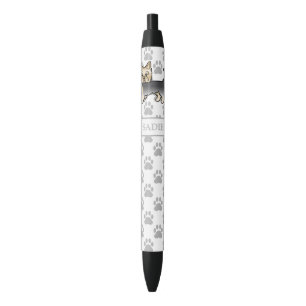Caneta Preta Azul E Dourado Yorkshire Terrier Cartoon Dog & Nam