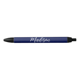 Caneta Preta Azul Marinho Chic Nome Personalizado Letra Manual