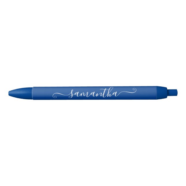 Caneta Preta Azul Profundo e Branco Nome de Assinatura Fofo (Frente)