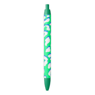 Caneta Preta Azul Verde-Leopardo Branco