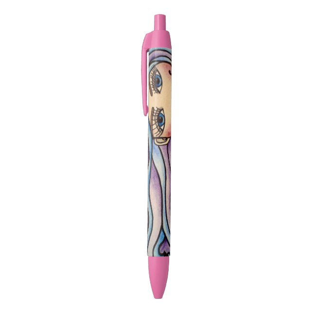 Caneta Preta Ballpoint Lady Violet & Blue. (Topo (Vertical))