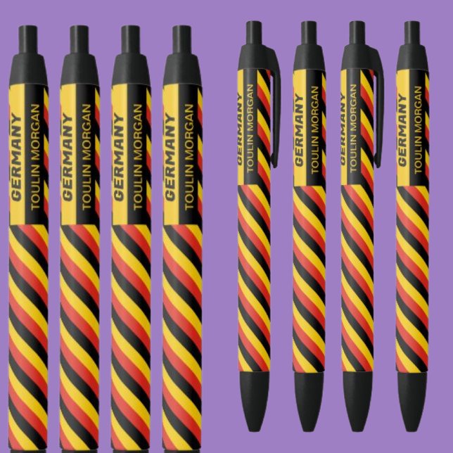 Caneta Preta Bandeira Alemã Personalizada (Criador carregado)