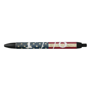 Caneta Preta Bandeira Americana Grunge Vintage 1776