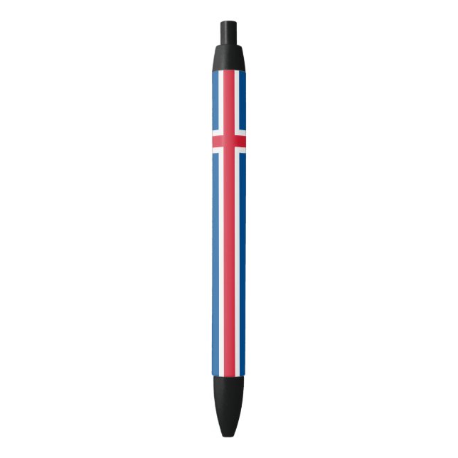 Caneta Preta Bandeira da Islândia (Frente Vertical)