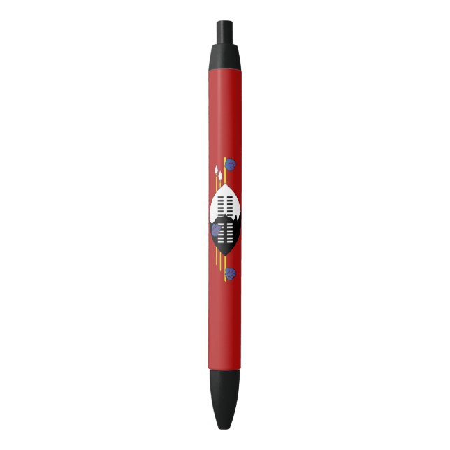 Caneta Preta Bandeira de Essuatíni (Frente Vertical)